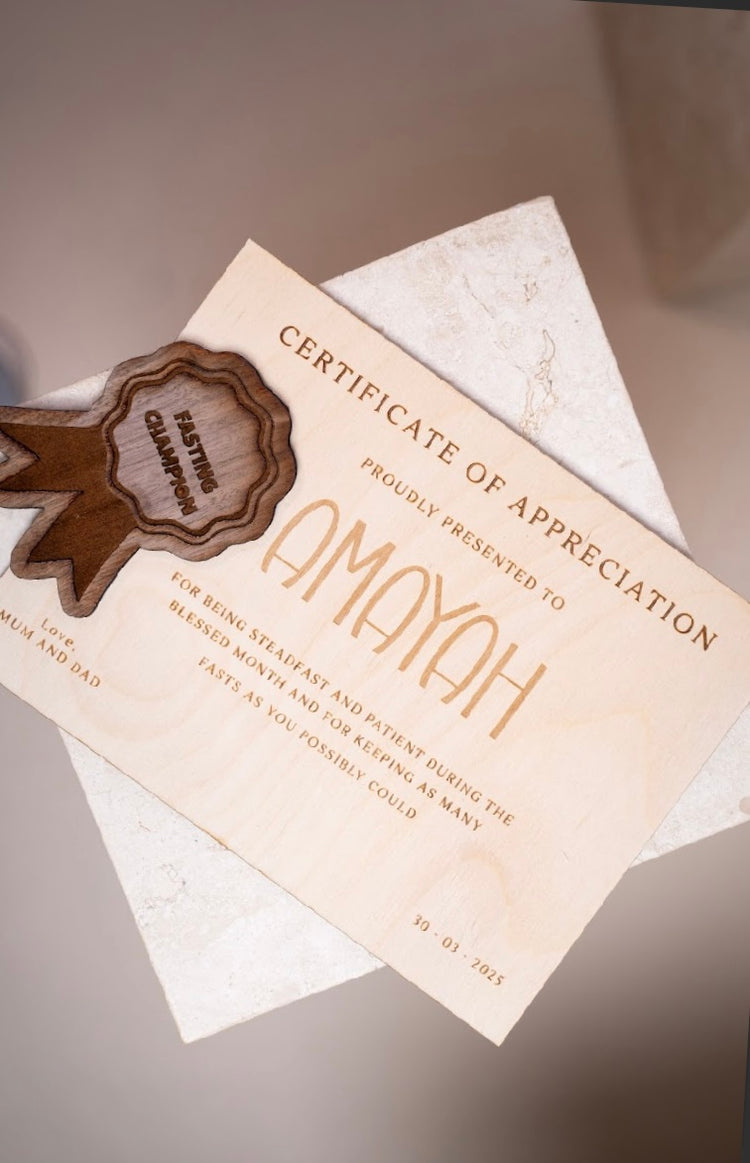 Wooden Fasting Certificate