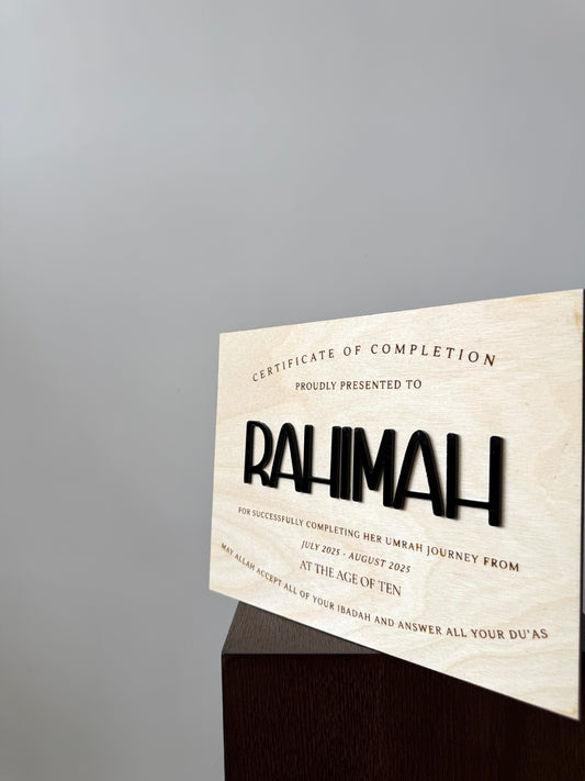Wooden Umrah Certificate - Black