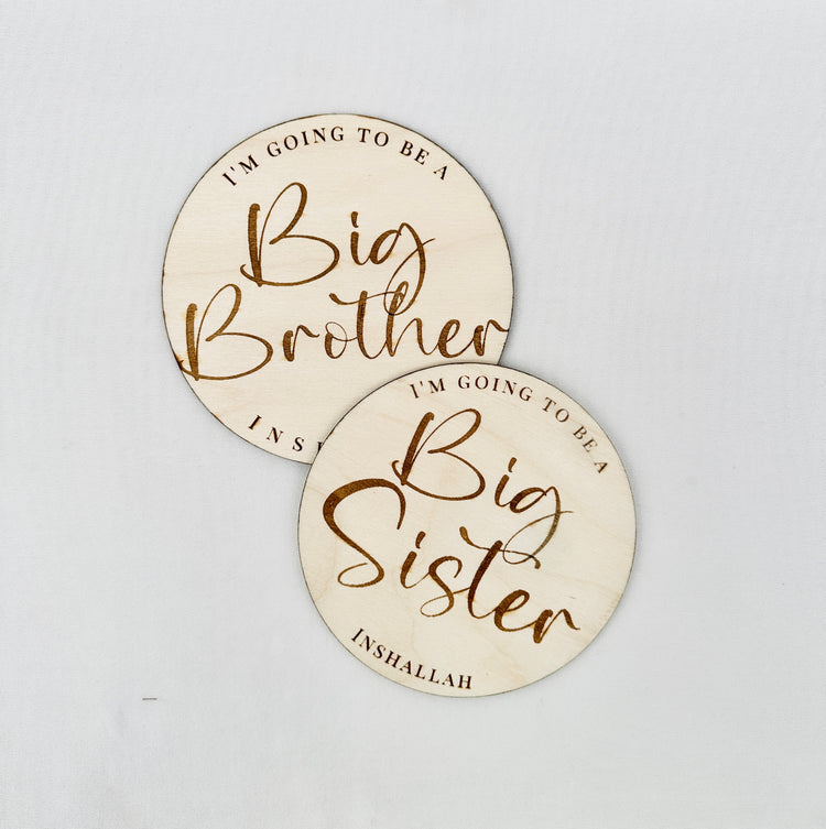 Wooden Baby Brother/Sister Announcement Plaque